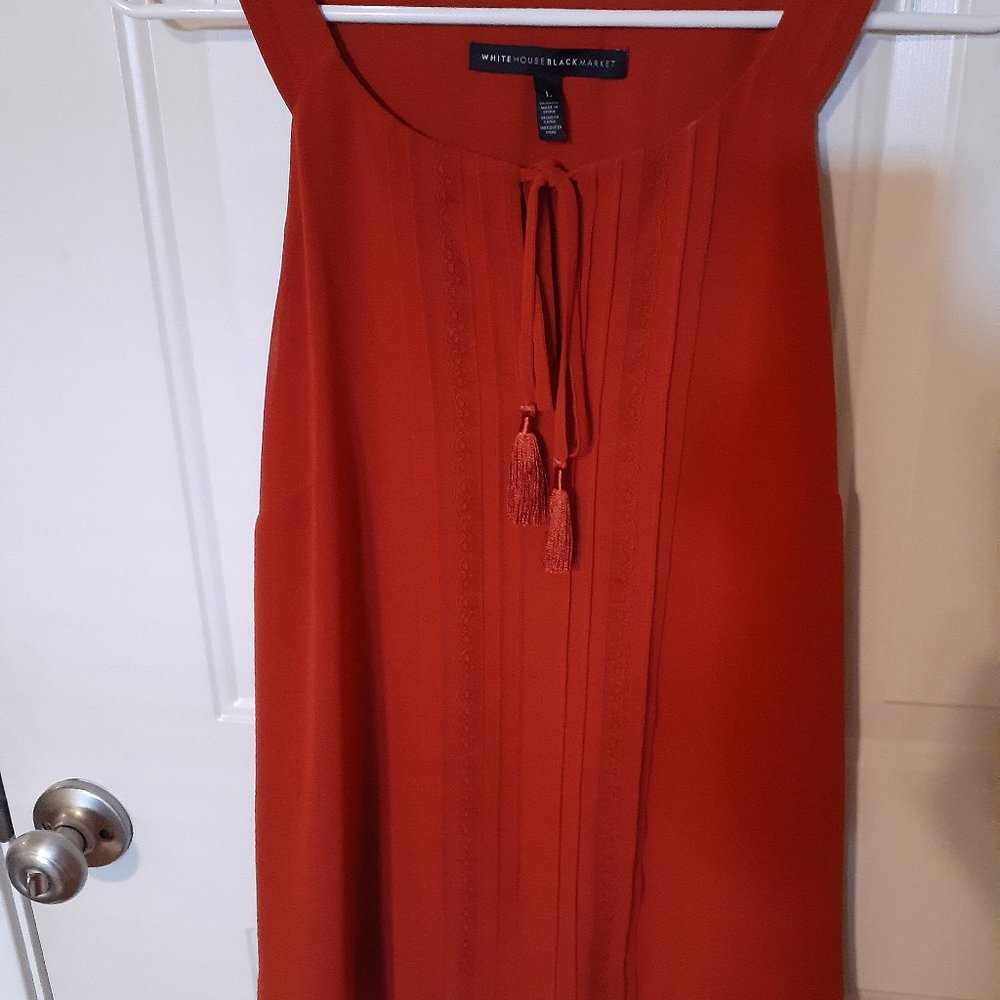 SOLD  White House Black Market Large Red Sleeveless Blouse
